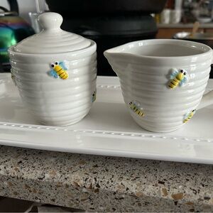 Ceramic Honey Bee Creamer and Sugar Set by Home Essentials